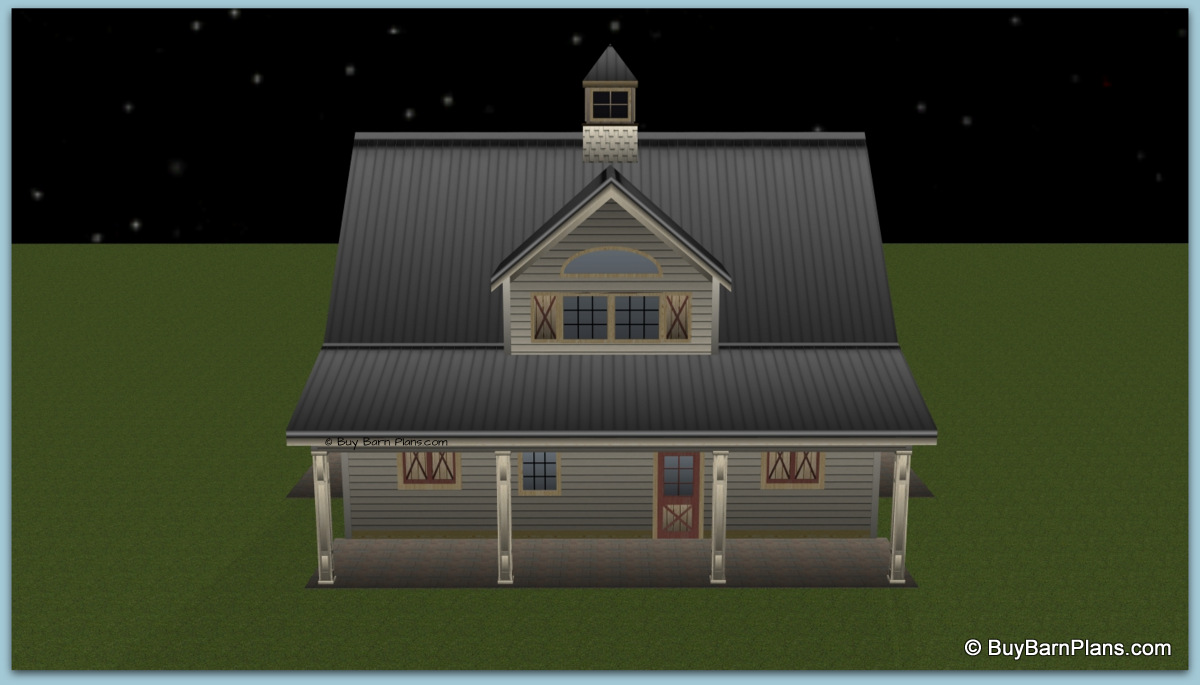 3 stall horse barn with 2 bedroom apartment - Buybarnplans.com