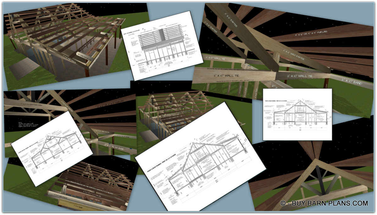 Architectural Framing Details plans for horse barn construction.