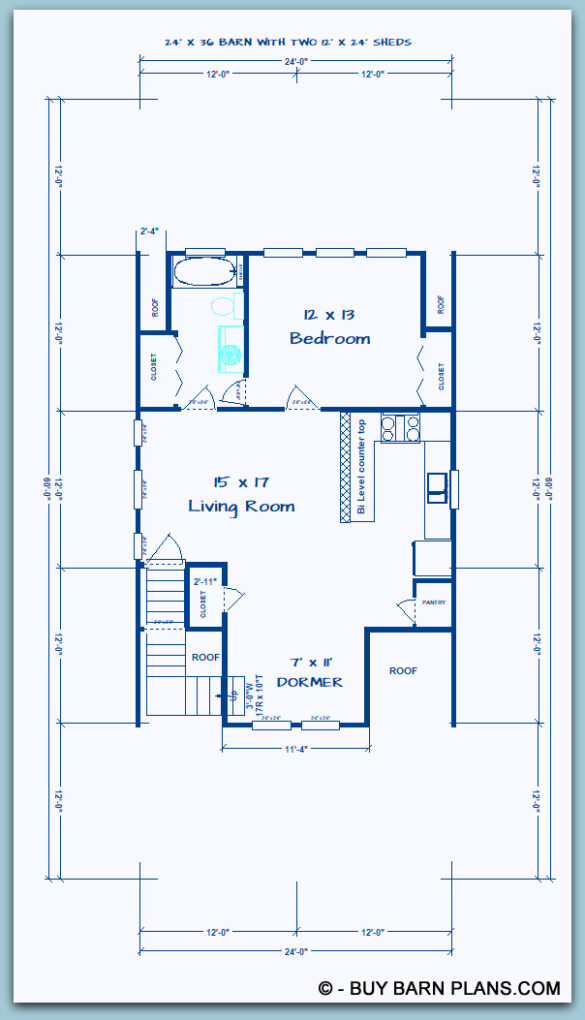Plan For A 2 Stall Horse Barn With Upper Living Quarters
