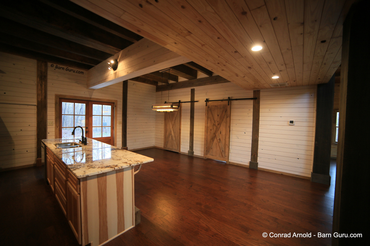 2 x 12 Solid Oak Columns & Massive Beam Dividing Kitchen From Dinning Room Kitchen