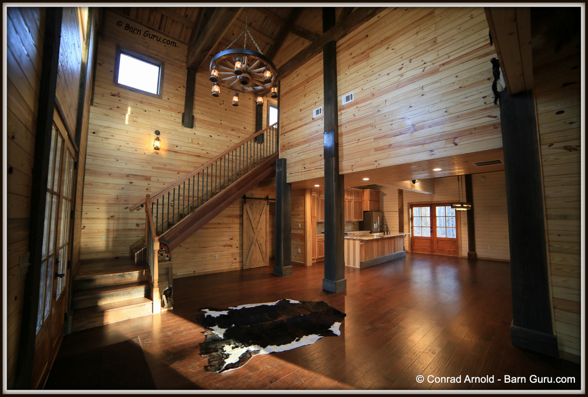 Barn Home With Open Floor Plan - 12 x 12 Solid Oak Columns