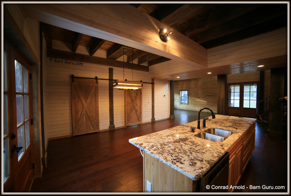 2 x 12 Solid Oak Columns & Massive Beam Dividing Kitchen From Dinning Room Kitchen