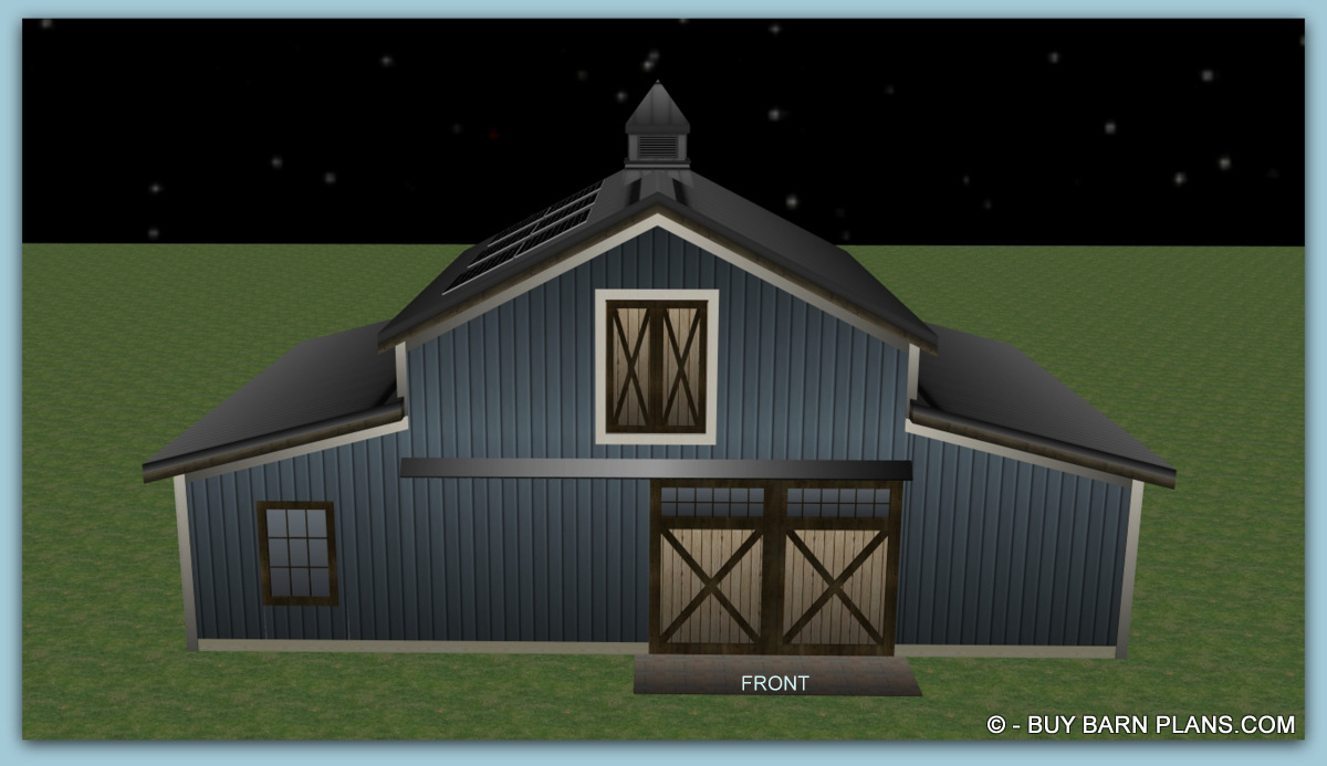 3 Stall Horse Barn Plan With Storage & A Loft