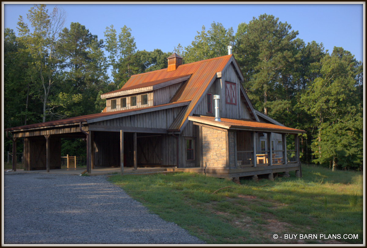 Rusty Metal 12 Over 12 Pitch Roof On This Barn Home