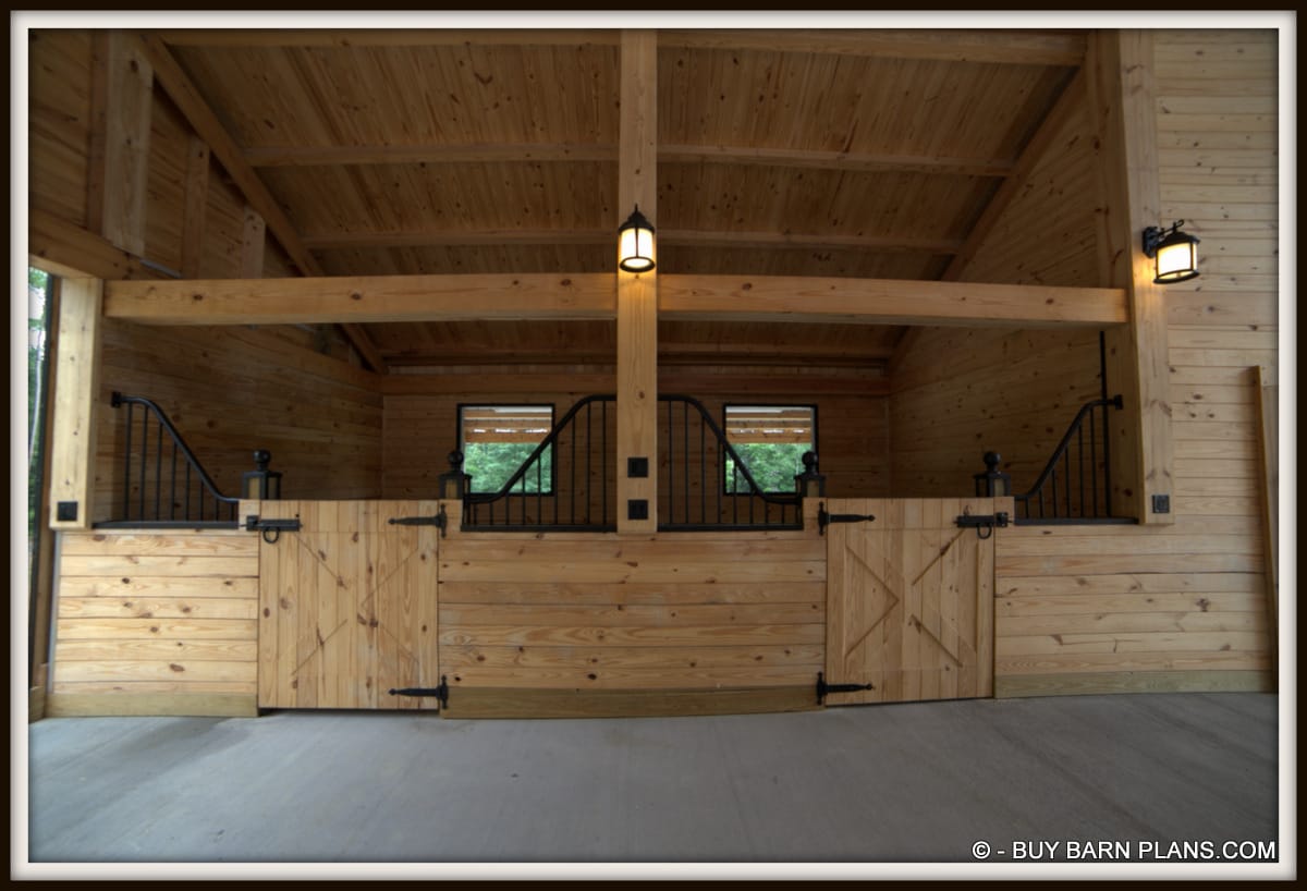 Photo Image Of A 36 x 48 Barn With A 12 x 48 Shed - 5 Stall Stall Monitor Horse Barn With Custom Everything - 2 x 6 T&G Yellow Everywhere