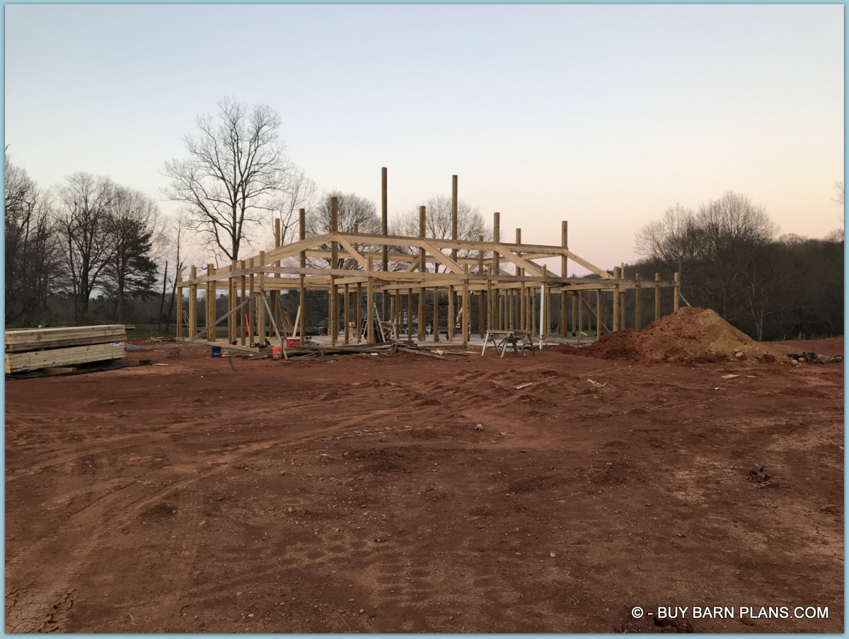 1 Durning Construction Post And Beam Monitor Hip Roof Framing Durning Construction - Post And Beam - Monitor Hip Roof Framing - The Two Center Post Will Support The Ridge