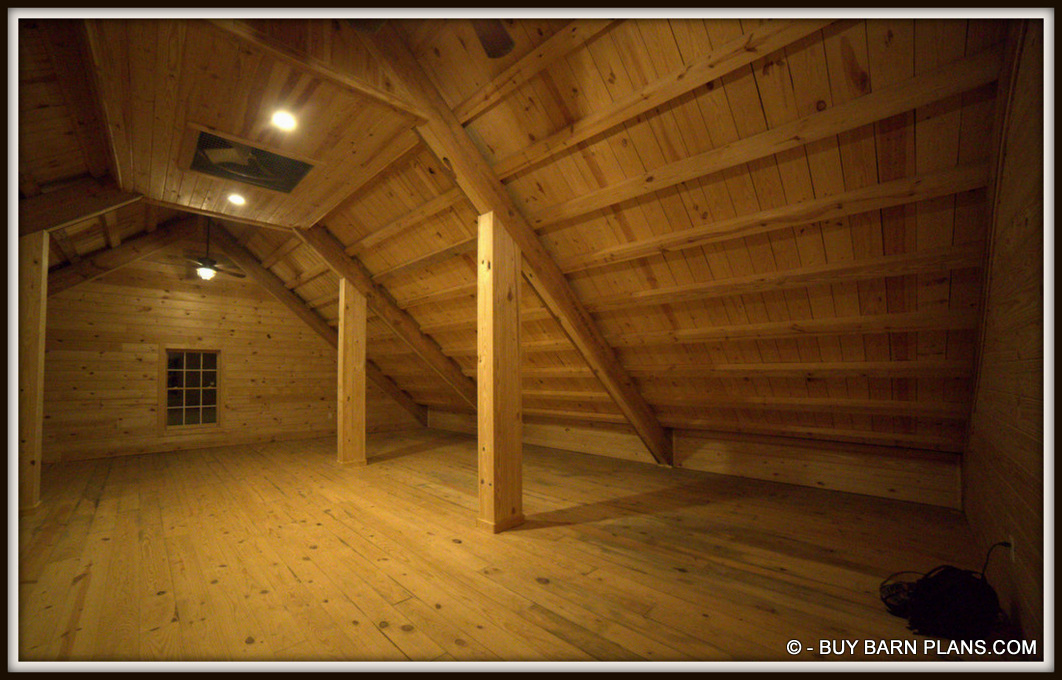 1 x 8 Pine Planks For Roof Decking Over 4 x 6 Yellow Pine Purlins Over 12 x 12 Rafter Beams - 2 x 6 T&G Flooring