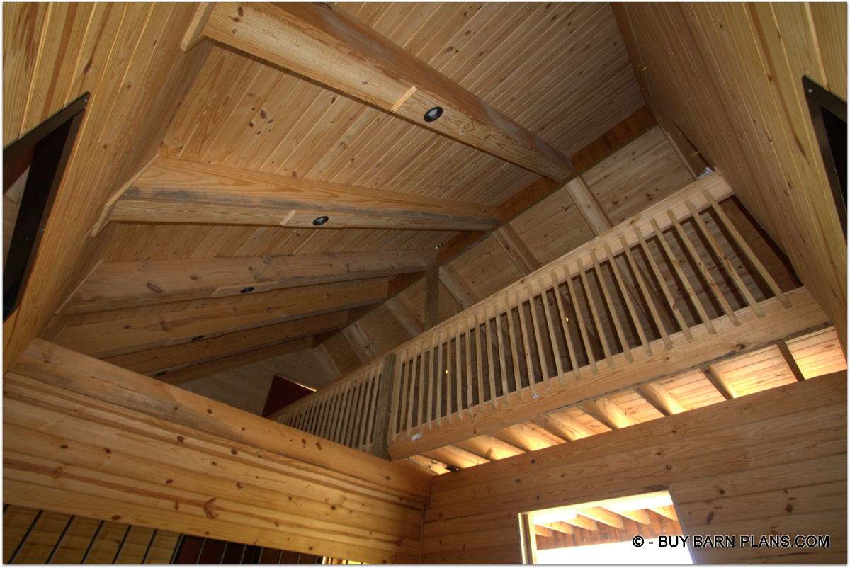 2 Stall Horse Barn Shed Row With Loft For Hay Storage - 2 x 6 Roof Decking Over 12 inch Rafter Beams