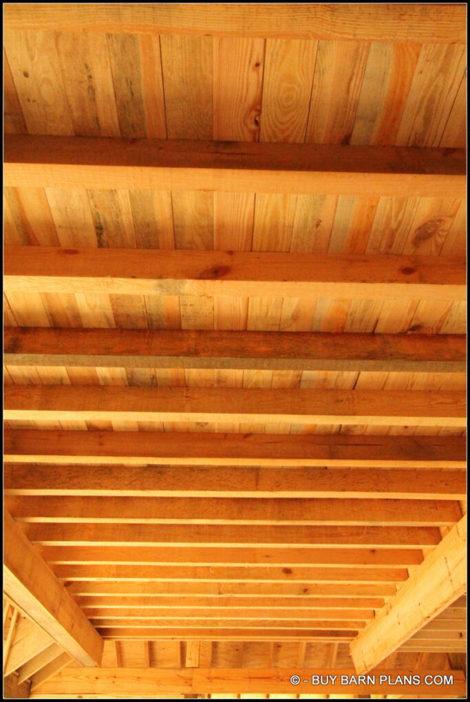Image Of 2 x 6 T&G Loft Floor Decking Over 4 x 8 Ceiling Joist