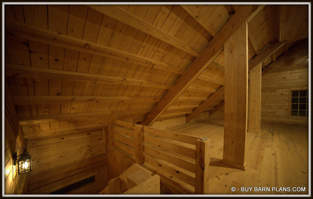 1 x 8 Pine Planks For Roof Decking Over 4 x 6 Yellow Pine Purlins Over 12 x 12 Rafter Beams - 2 x 6 T&G Flooring