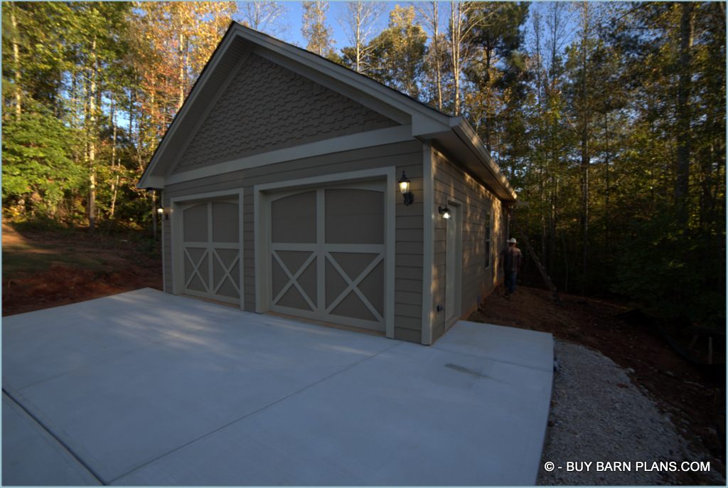 24 x 30 Two Bay Garage With Hardie Plank Siding -Craftman Style Overhead Doors