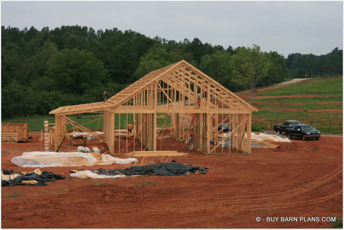 Construction Photo Image 8 Stall Horse Barn With Hay And Feed Roll Up Doors - Two Bedroom Apartment