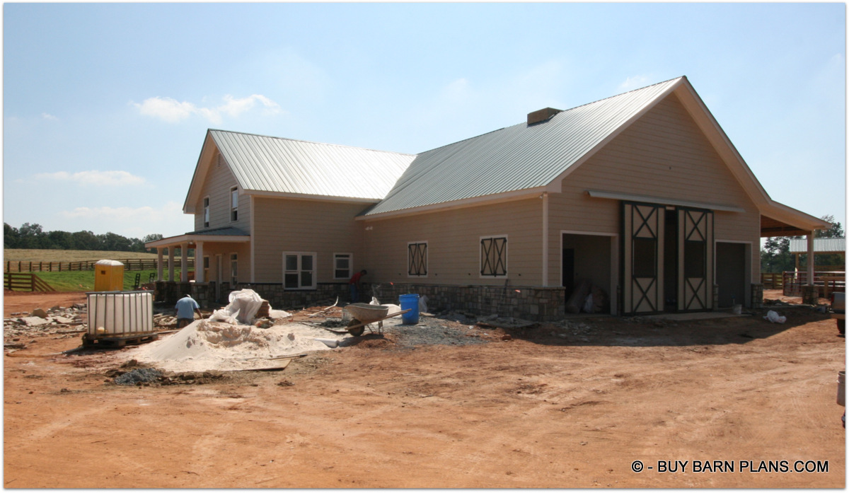 Construction Photo 8 Stall Horse Barn With Hay And Feed Roll Up Doors - Two Bedroom Apartment