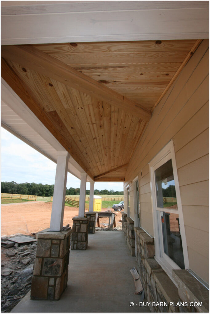 8 Stall Horse Barn With T&G Ceiling For This Hip Front Porch Roof