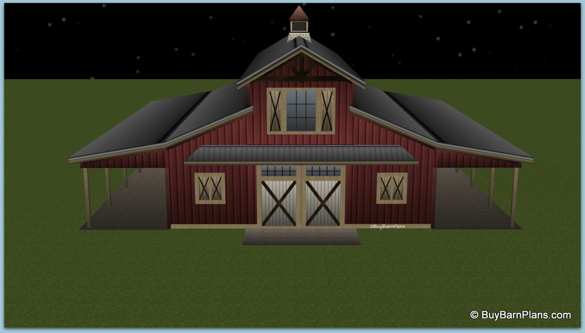 Blueprints For Purchase 6 Stall Monitor Style Horse Barn With 1 or 2 Bedroom Above Aisle Blueprints For Purchase -6 Stall Monitor Style Horse Barn With 1 or 2 Bedroom Above Aisle
