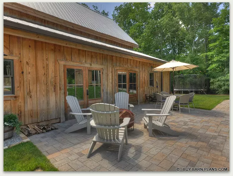 Board & Batten Siding - Double French Doors - Party Barn - Now With Pavers