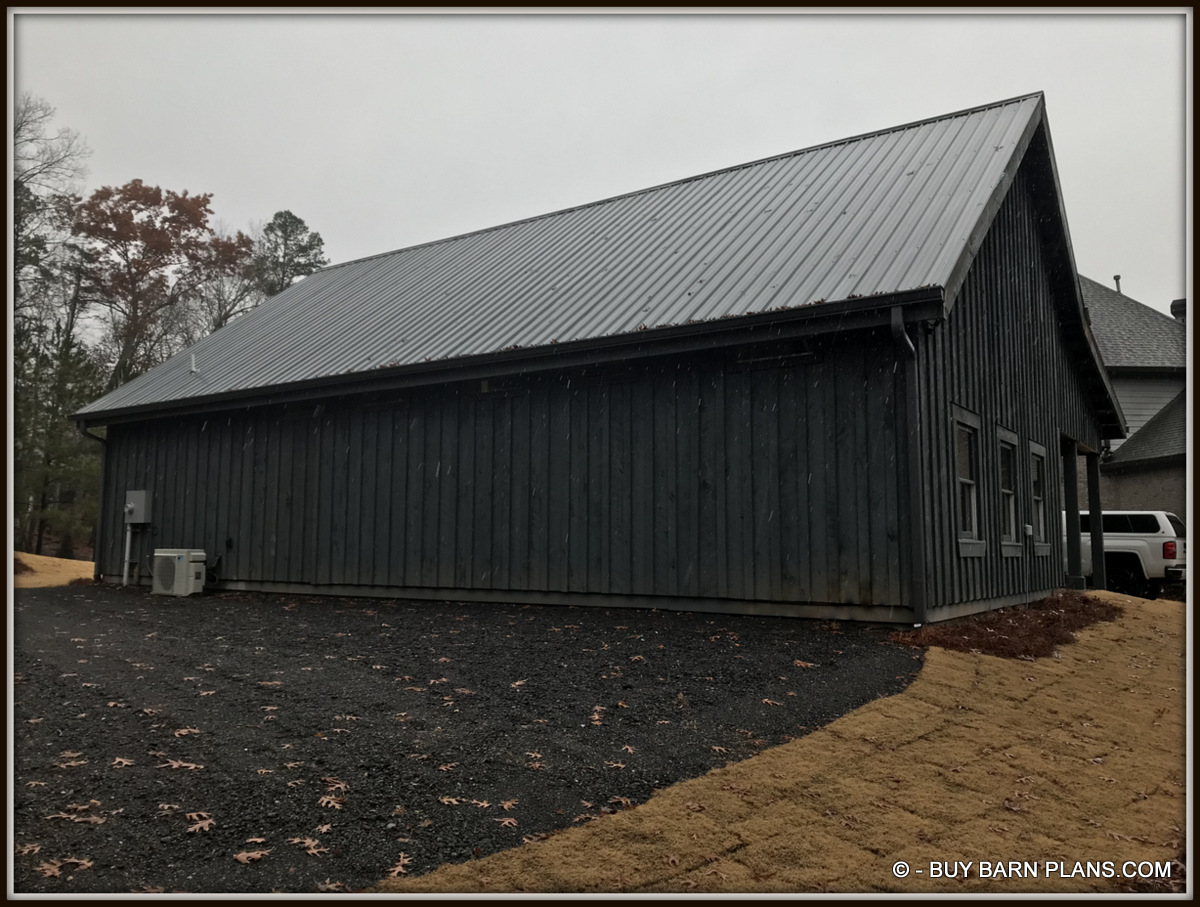 Board & Batten SidingPerfection With 2 Coats Of Solid Stain - Gear head Garage That Looks Like A Barn