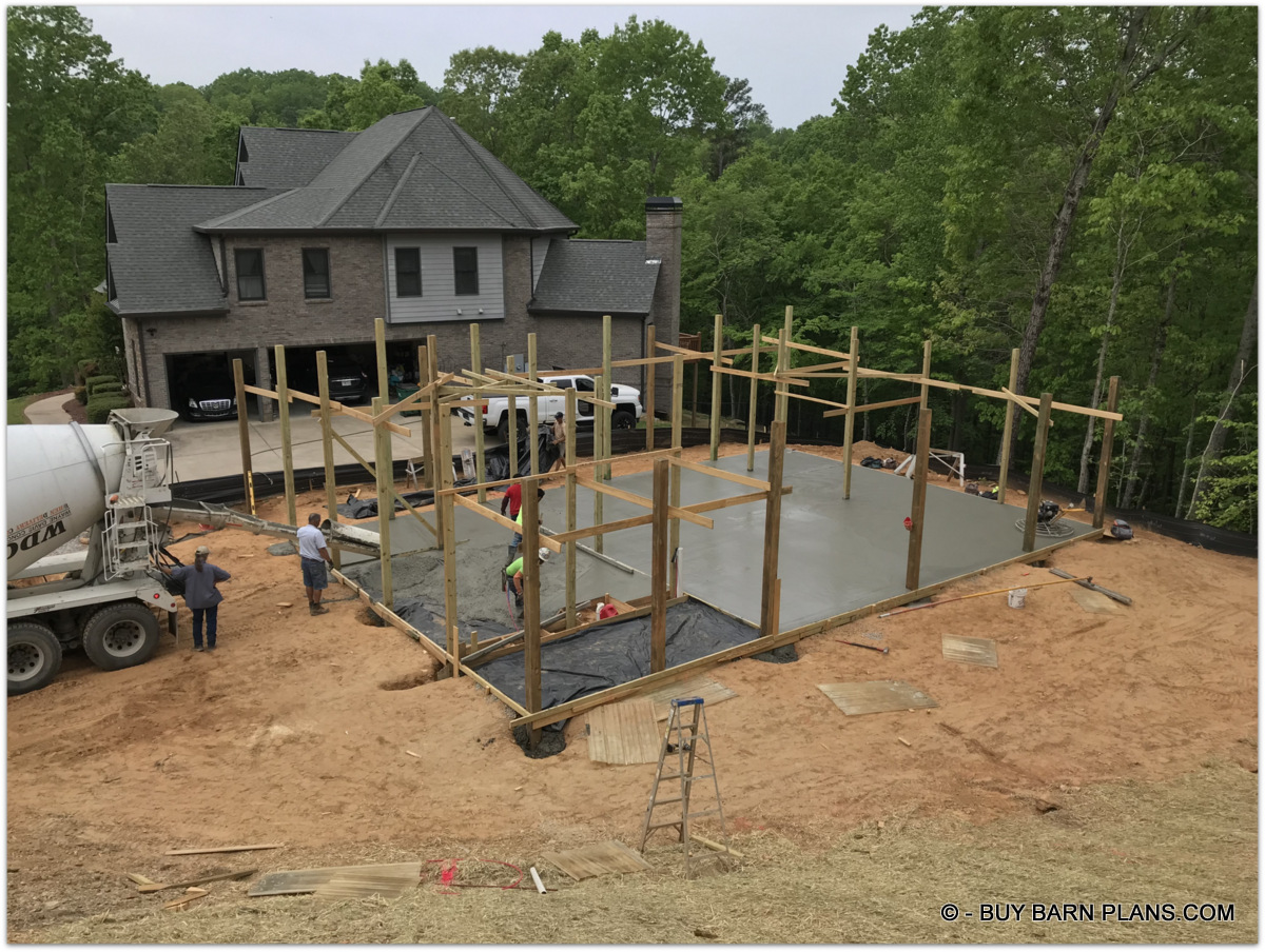 Nice Concrete Pour For This Board & Batten Garage