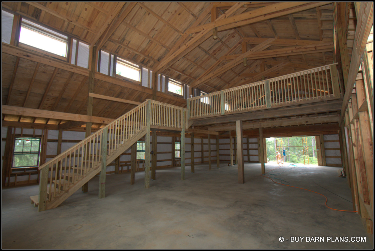 Image Of 1 x 8 Planks Over 4 x 6 Purlins Over Scissor Trusses