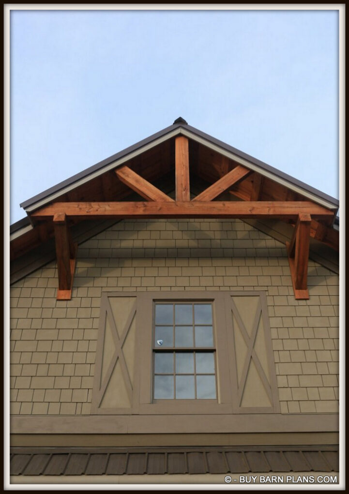 Phot Of Site Built Cypress King Truss - Hardie Shake Siding - Hardie Cross buck Faux Shutters Built Into The Siding - On This Photo Of A 3 Stall Horse Barn With Loft And Kennel - When Open Aisle D