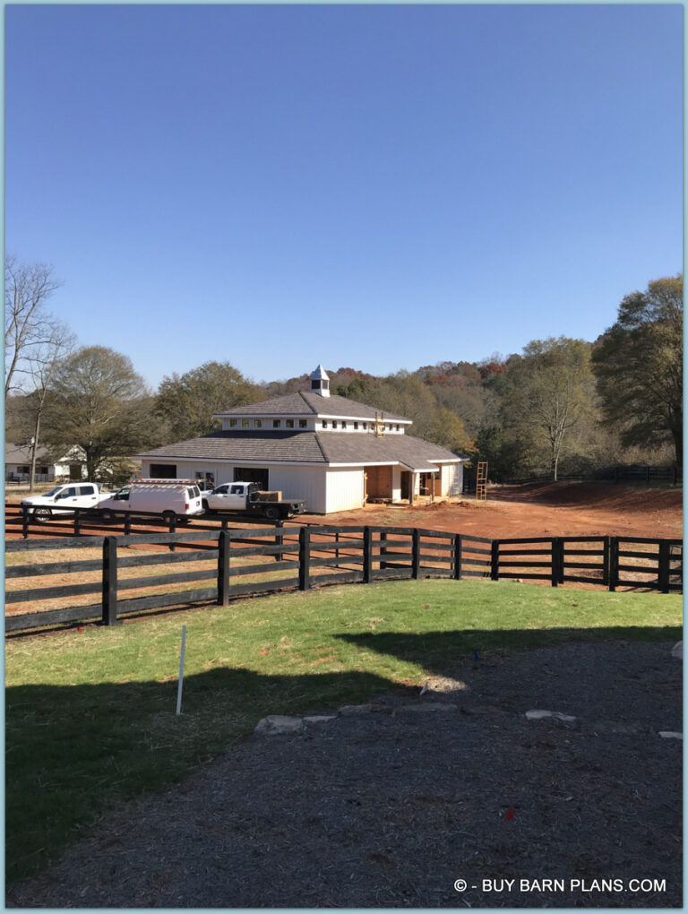 During Construction 4 Stall Horse Barn His Hers Monitor Style With A Hip Roof 2 Aisles Photo Of Construction - 4 Stall Horse Barn - His & Hers Monitor Style With A Hip Roof - 2 Aisles