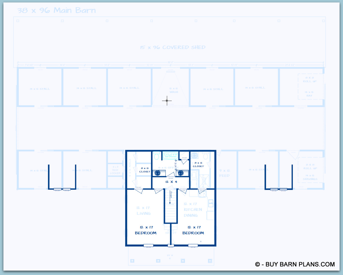 Image Of Eight Stall Horse Barn With 2 Bedroom Apt Upprer Floor Plan