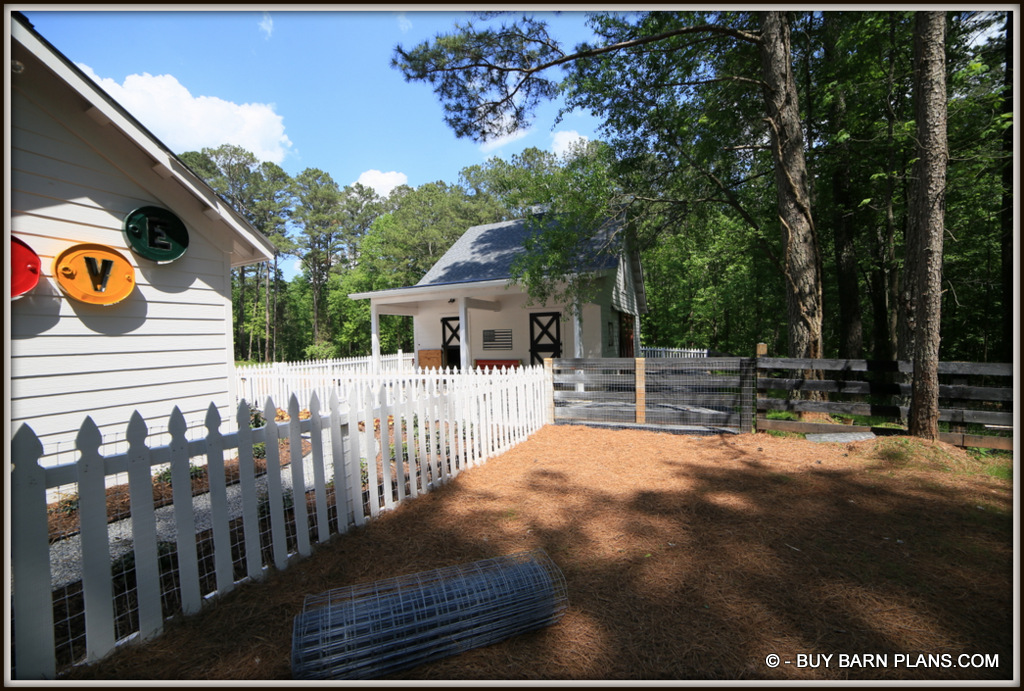 Final Rear Photo Image For Two Stall Horse Barn And She Shed - nFour Board Fence With Woven Wire