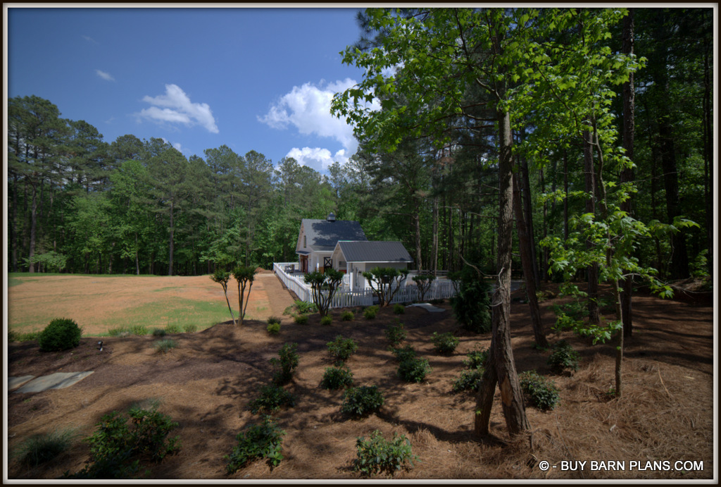 Final Front Photo Image For Two Stall Horse Barn And She Shed - White Picket Fence