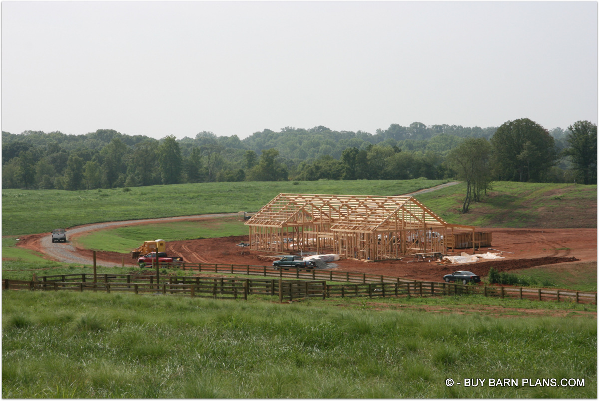Barn Framing 8 Stall Horse Barn With 2 Bedroom Living Quarters and Lean to
