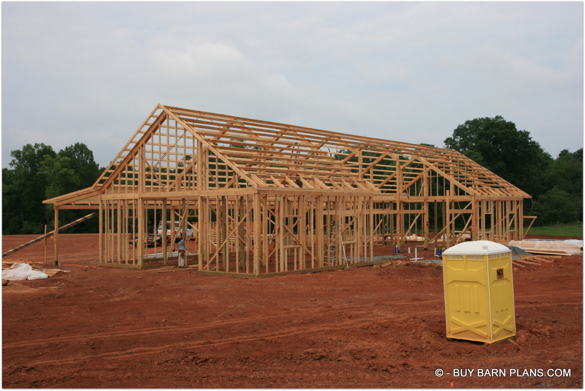 Photo Image Framing 8 Stall Horse Barn With 2 Bedroom Living Quarters and Lean to