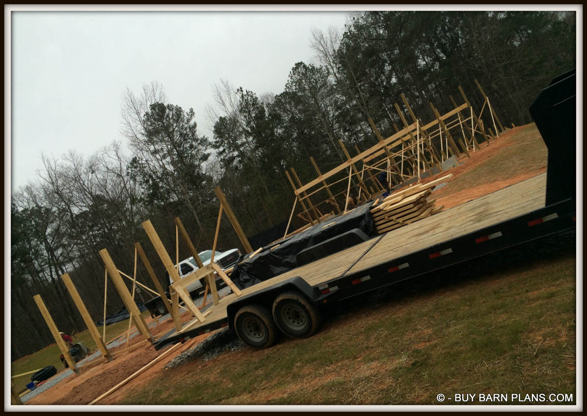 Framing Post Are Set And Braced White Oak Barn Home Framing - Post Are Set And Braced - White Oak Barn Home