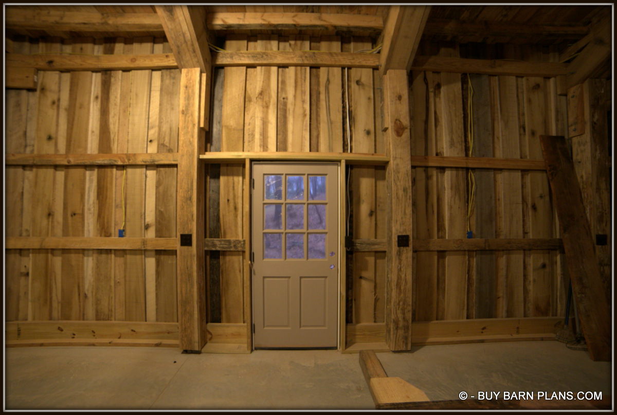 Right Side Interior Of This Rough Cut Poplar Wood Work Shop Barn With Electrical