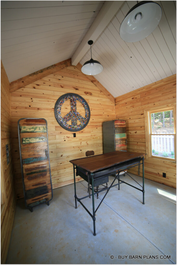 Interior Photo Image For She Shed With T&G Wall & Ceiling Finish -Smooth Concrete Floor