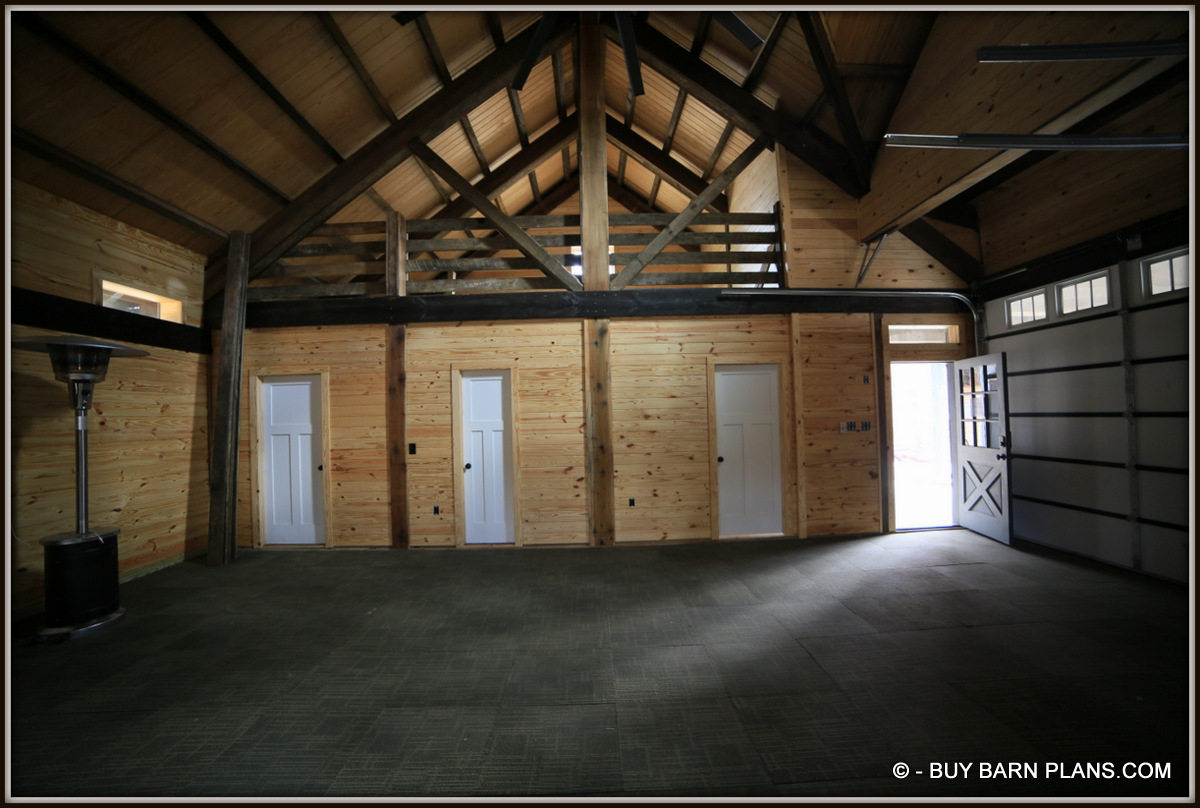 Interior Photo View Of 3 Interior Doors - Kitchen - Bath - Office - This Gearhead Garage That Looks Like A Rustic Barn