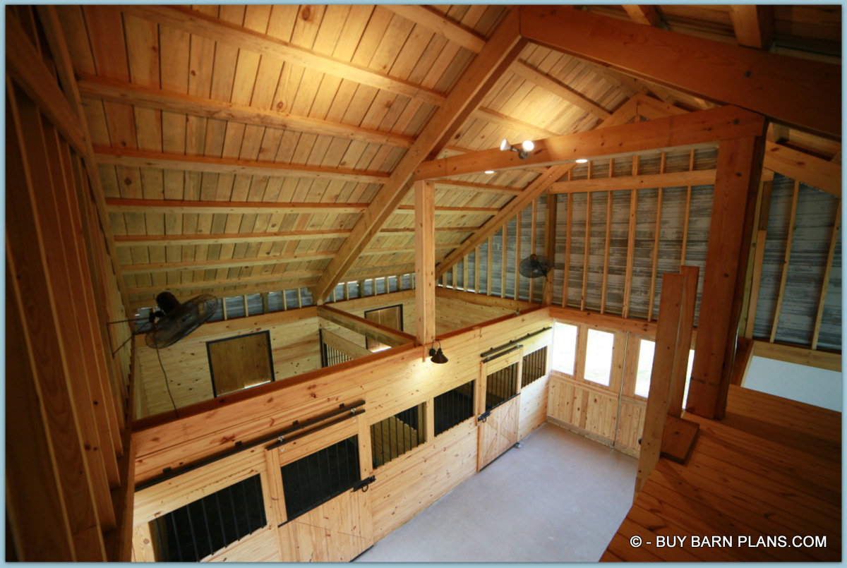 Two Stall Horse Barn With 8 inch Planks For The Roof Decking Over 4 x 6 Purlins