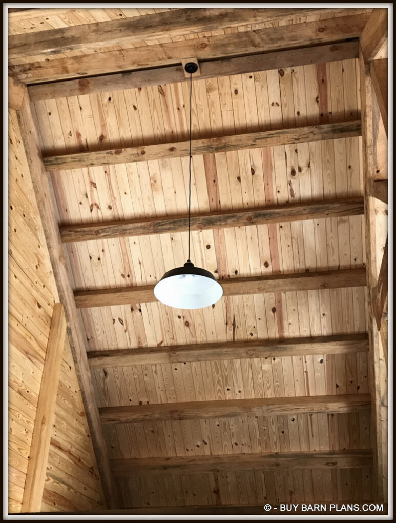 2 Stall Miniture Horse Barn With T&G Ceiling Finish Over 6 x 6 Purlins Over - 12 inch King Truss -