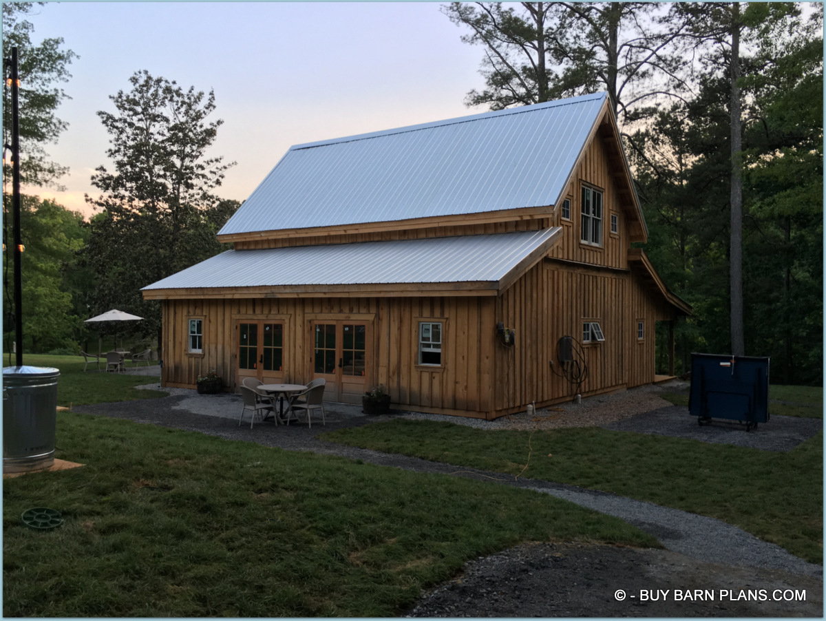 Photo Image Of A 38 x 36 With A 9 x 36 Covered Side Shed - 12 over 12 Roof Pitch And 5 Over 12 And 2 Over 12 Shed