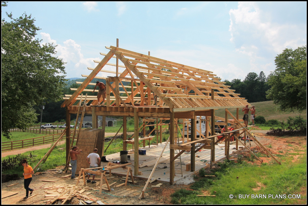 Under Construction Photo Of The Framing - Tractor Storage Barn With Loft - Buy Barn Plans