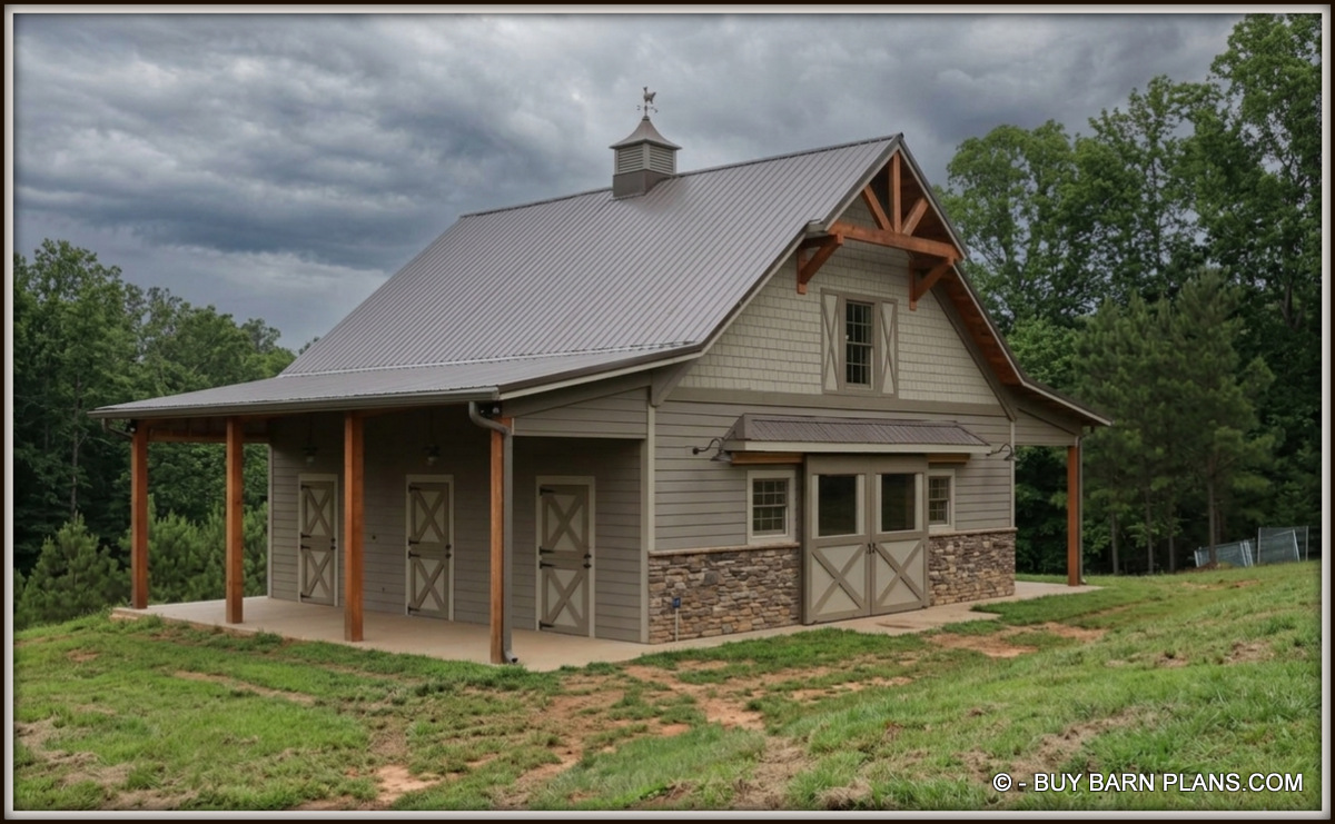 Photo Image Of Dog Kennel 3 Stall Horse Barn - Nicely Finished - Buy Barn Plans