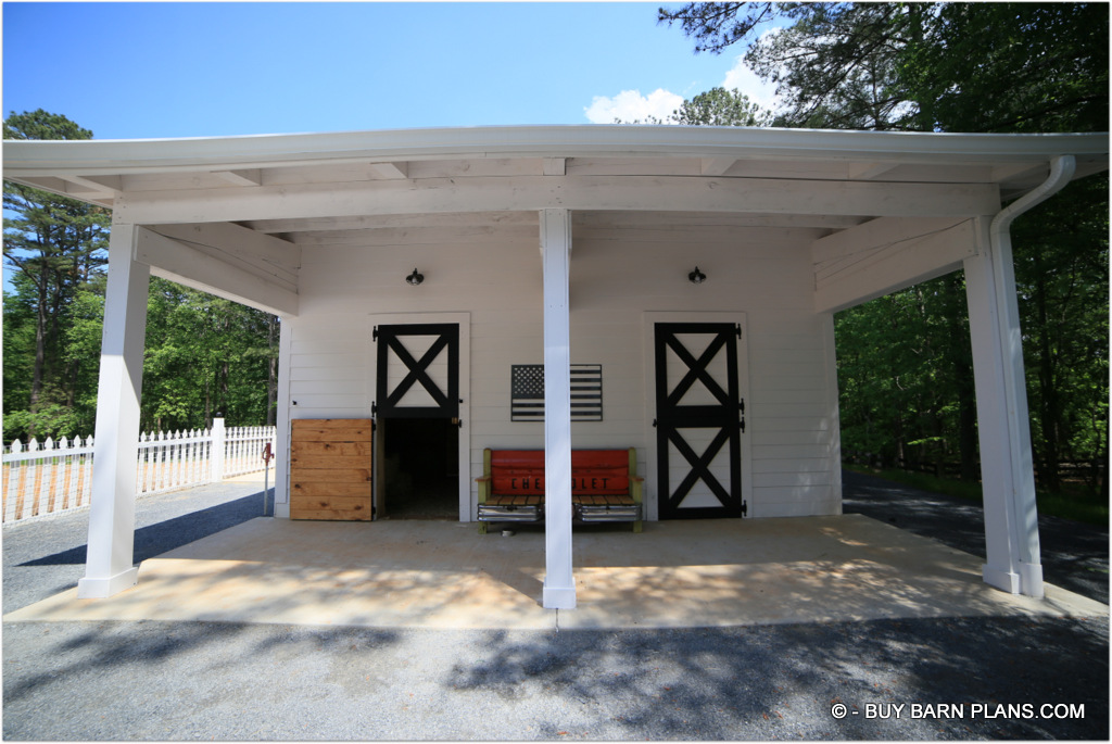 Lean To Covered Side Shed - For This 2 Stall Horse Barn
