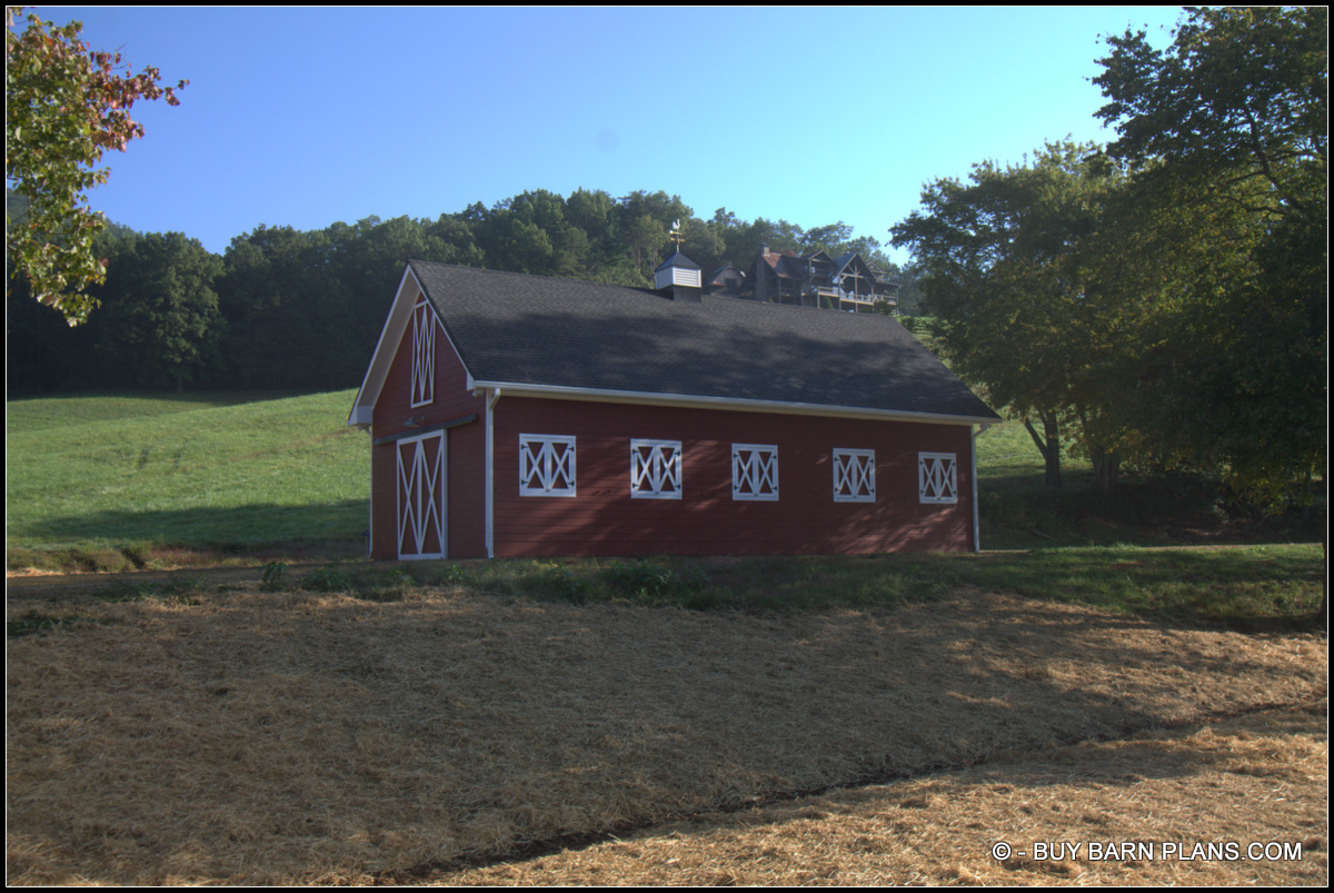 Red Tractor Storage Barn With Working Wood Windows - Loft - Buy Barn Plans