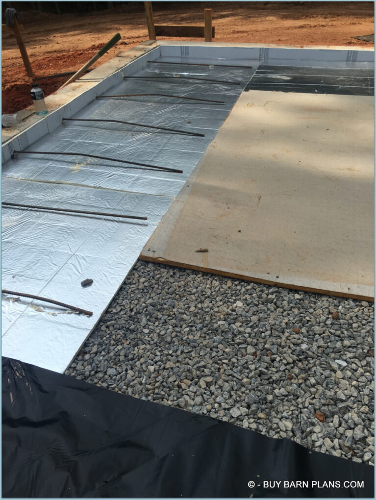 Rigid Foam Board To Insulate The Concrete Slab - For This Party Barn Photo Image