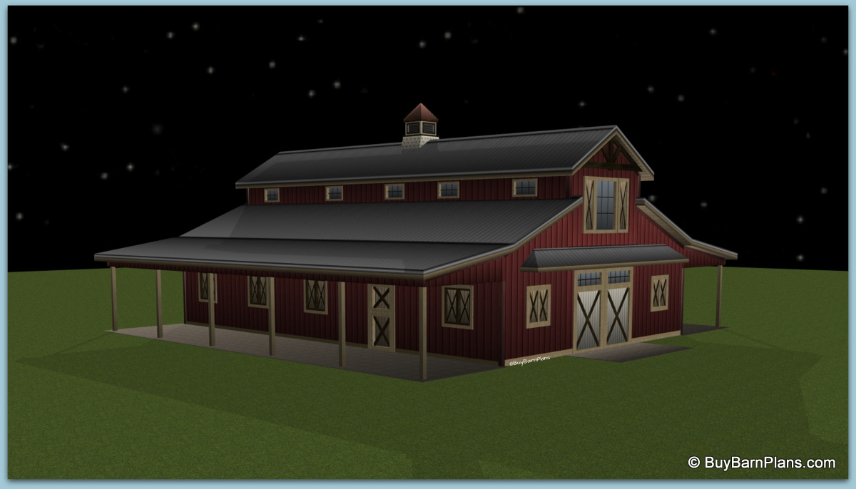 Six Stall Monitor Style Horse Barn With 1 or 2 Bedroom Above Aisle Six Stall Monitor Style Horse Barn With 1 or 2 Bedroom Above Aisle