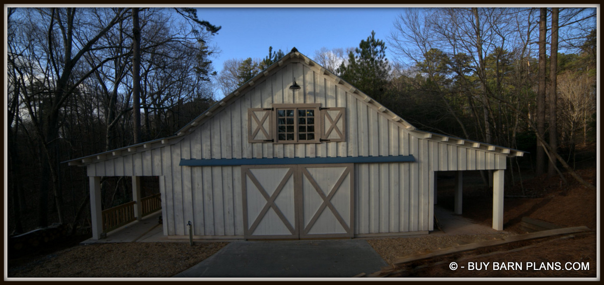 Workshop Barn With Two Side Sheds - Board On Board Poplar Siding