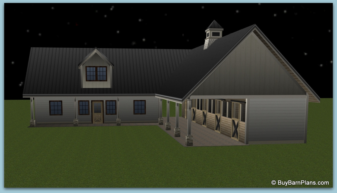 4 Stall Shed Row Style Barn With One Bedroom Apartment Plus Office
