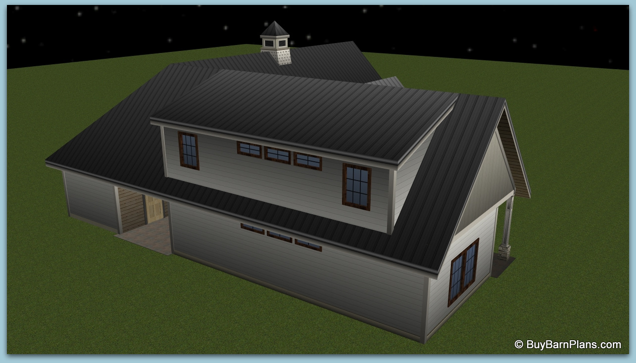 L Shaped 4 Stall Shed Row Style Barn With One Bedroom Apartment Plus Office