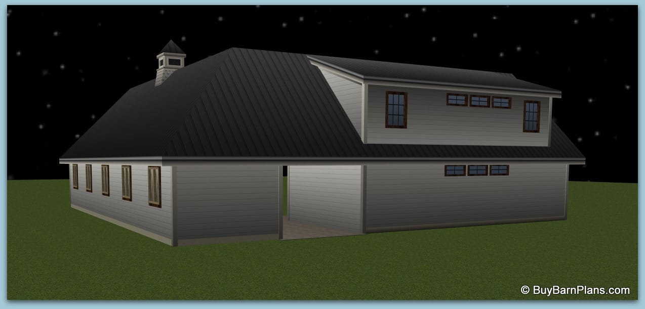 4 Stall Shed Row Style Barn With One Bedroom Apartment Plus Office - Board & Batten Siding - Metal Roof