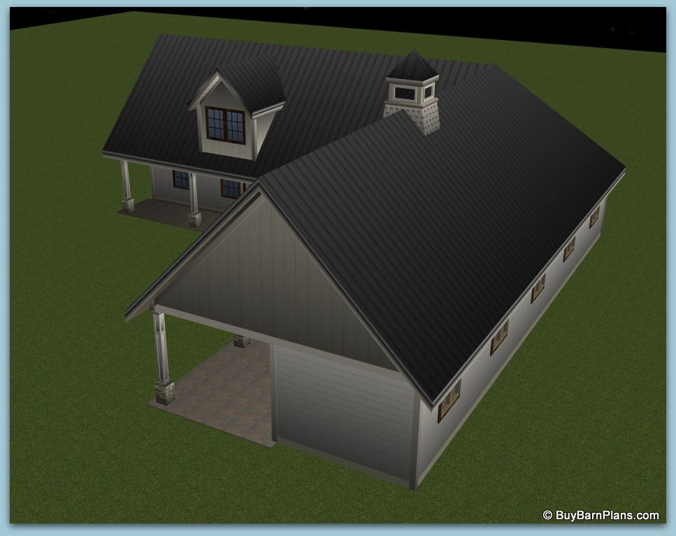 Four Stall Shed Row Style Barn With One Bedroom Apartment Plus Office - 12 ft Covered Aisle Way Infront Of The Stalls